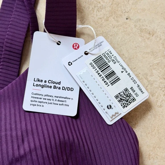 LULULEMON | Like a Cloud Ribbed Longline Bra – Light Support, D/DD Cup, Size 4 - Picture 6 of 8
